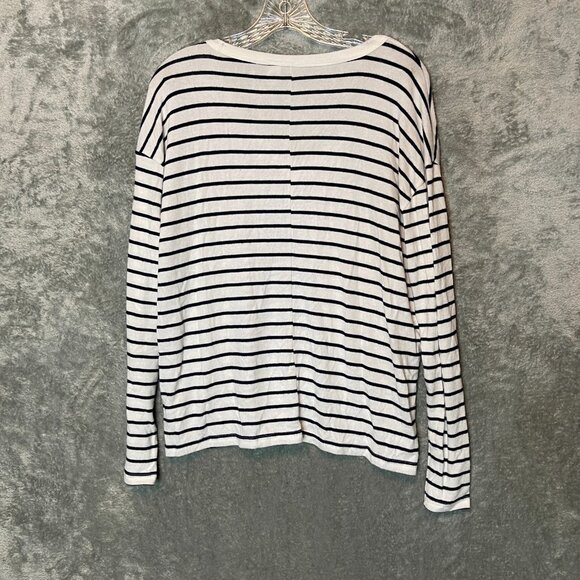 Old Navy Women Nautical Preppy Oversized Cozy Knit Navy Blue Striped Shirt S - Picture 3 of 13